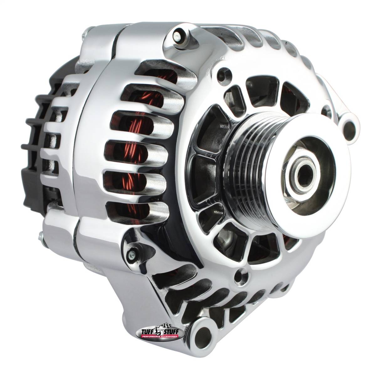 Tuff Stuff Performance - Alternator 175 AMP Upgrade OE Wire Hookup 6 Groove Pulley Aluminum Polished 8283NCP