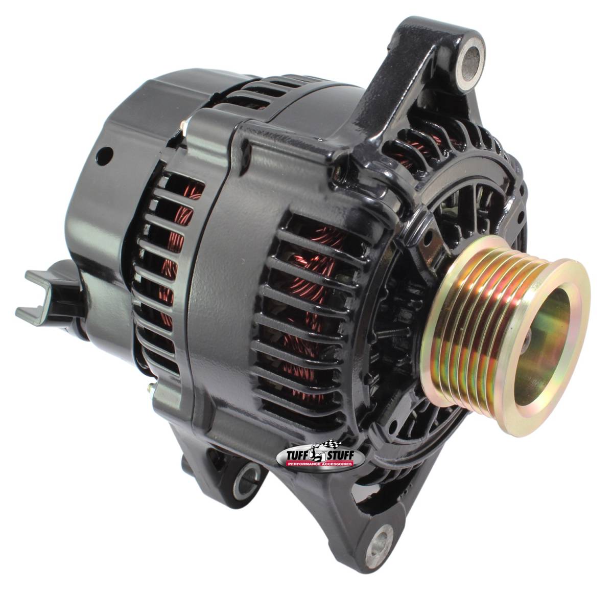 Tuff Stuff Performance - Alternator 175 AMP OEM Wire 7 Groove Pulley External Regulator Stealth Black 7511E