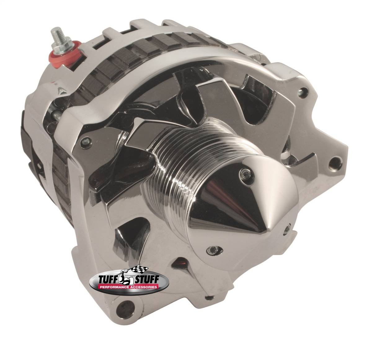 Tuff Stuff Performance - Silver Bullet Alternator 160 AMP 1 Wire Or OEM Hookup 6 Groove Pulley Bullet Fan Polished 7860BBULL6G