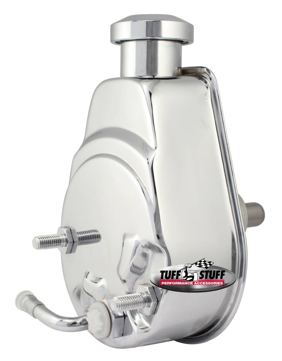 Tuff Stuff Performance - Saginaw Style Power Steering Pump Direct Fit 3/4 in. Press Fit Shaft 1200 PSI M10x1.5 Mtg. Holes Chrome 6186A