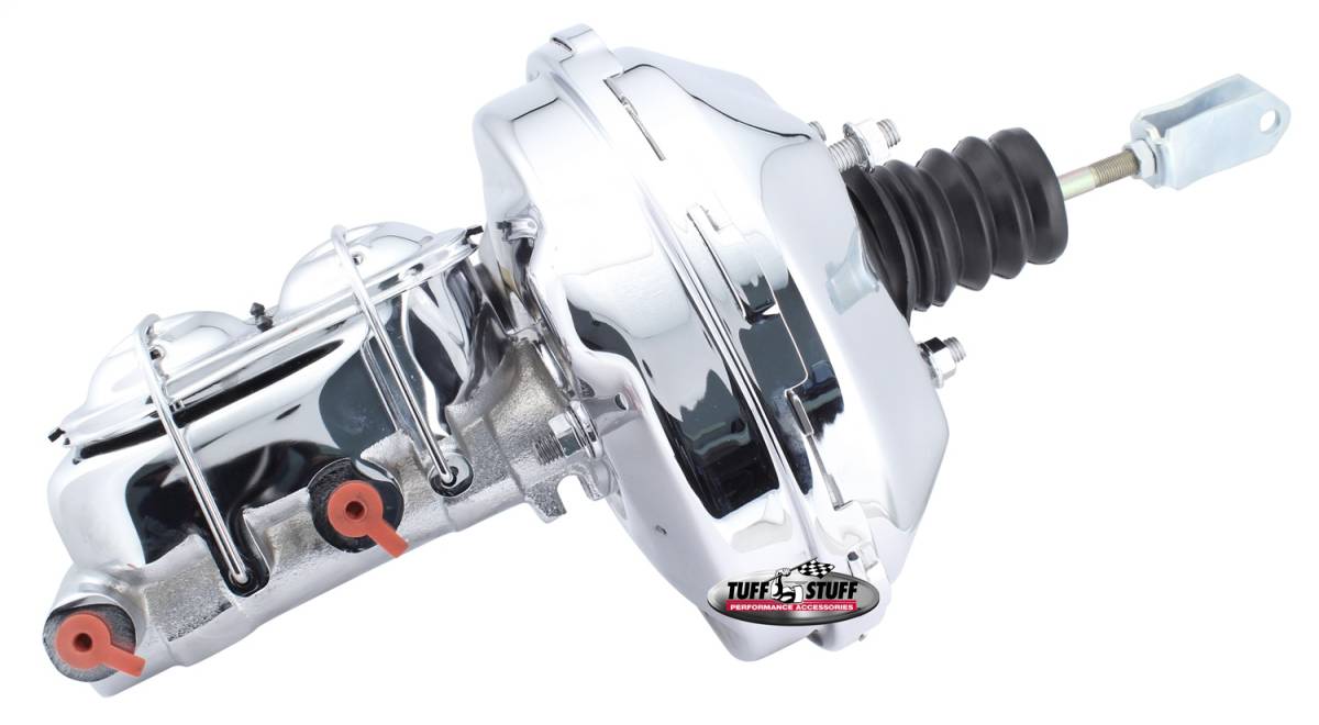 Tuff Stuff Performance - Brake Booster w/Master Cylinder 9 in. 1 1/8 in. Bore Single Diaphragm w/PN[2071] Dual Rsvr. Master Cyl. (3) M10-1.5 x 28MM Metric Studs Chrome 2133NA