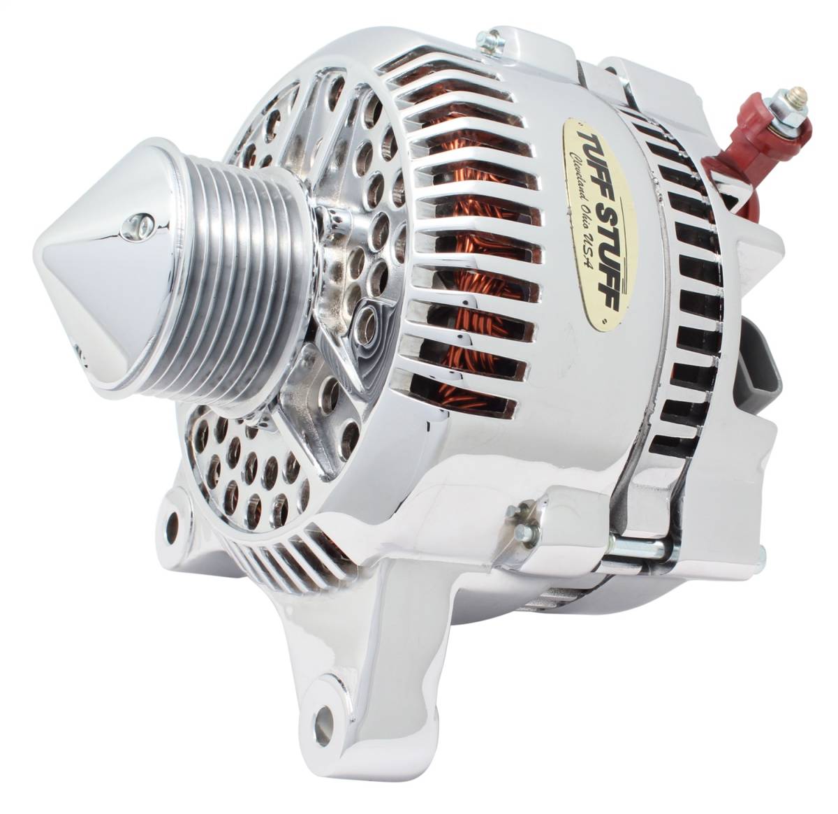 Tuff Stuff Performance - Silver Bullet Alternator 225 AMP Upgrade OEM Wire 8 Groove Bullet Pulley Internal Regulator Aluminum Polished 7791DPBULL