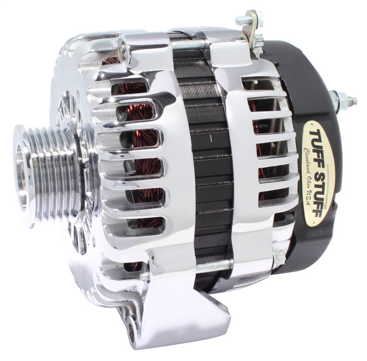 Tuff Stuff Performance - Alternator 230 AMP OEM Wire 6 Groove Pulley 2 Pin Voltage Regulator Polished Aluminum 8302CP