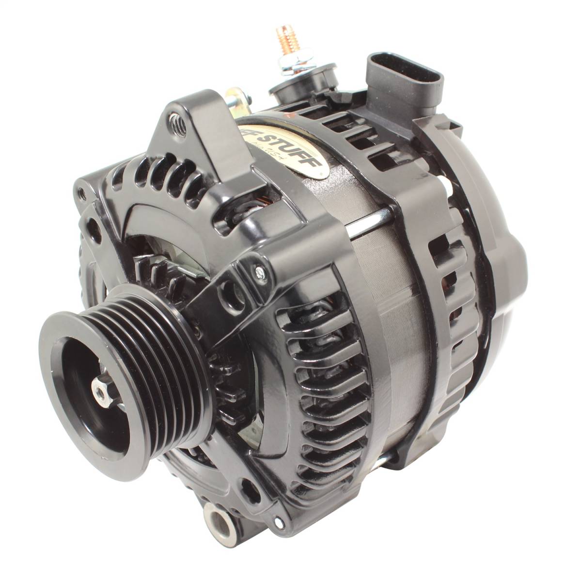 Tuff Stuff Performance - Max Amp Alternator 225 AMP OEM Wire 6 Groove Stealth Black 8321B6GOE