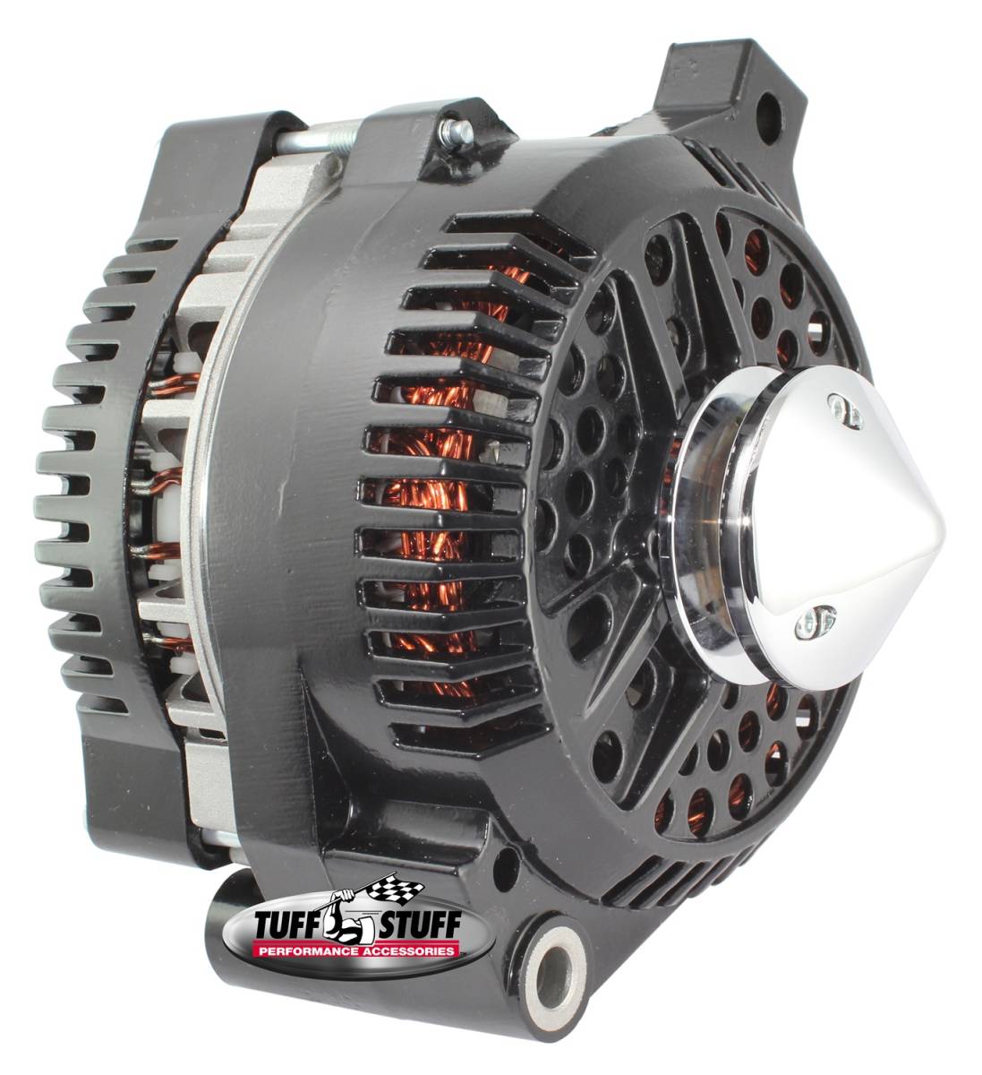 Tuff Stuff Performance - Silver Bullet Alternator 225 AMP OEM Wire V Groove Bullet Pulley Internal Regulator Black 7771CBULL