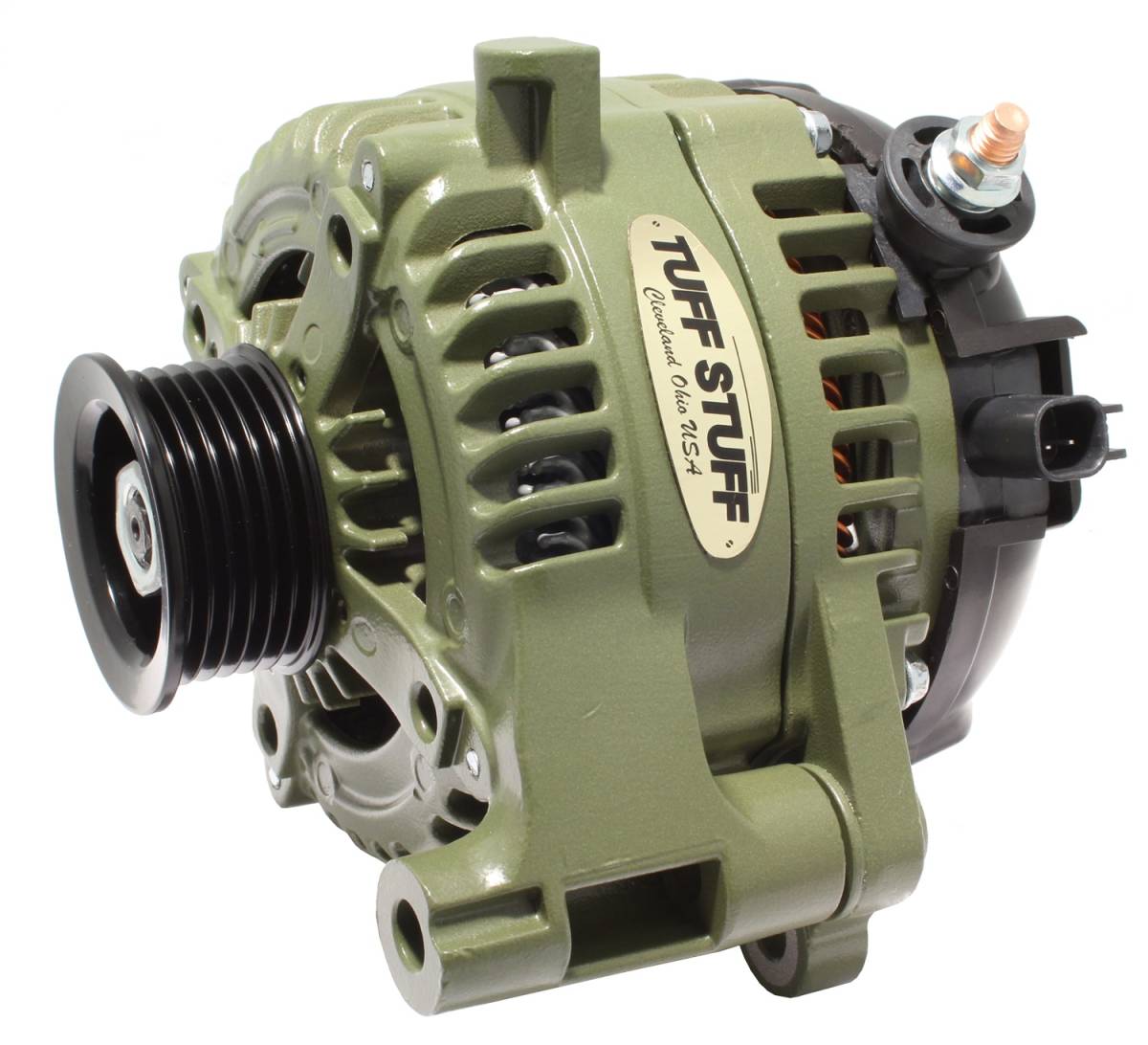 Tuff Stuff Performance - Alternator 250 AMP OEM Wire 6 Groove Pulley External Regulator Army Green 7516G