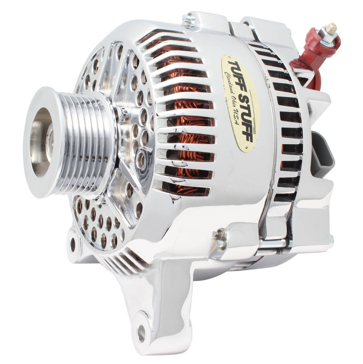 Tuff Stuff Performance - Alternator 225 AMP Upgrade OEM Wire 7 Groove Pulley Internal Regulator Chrome 7764D