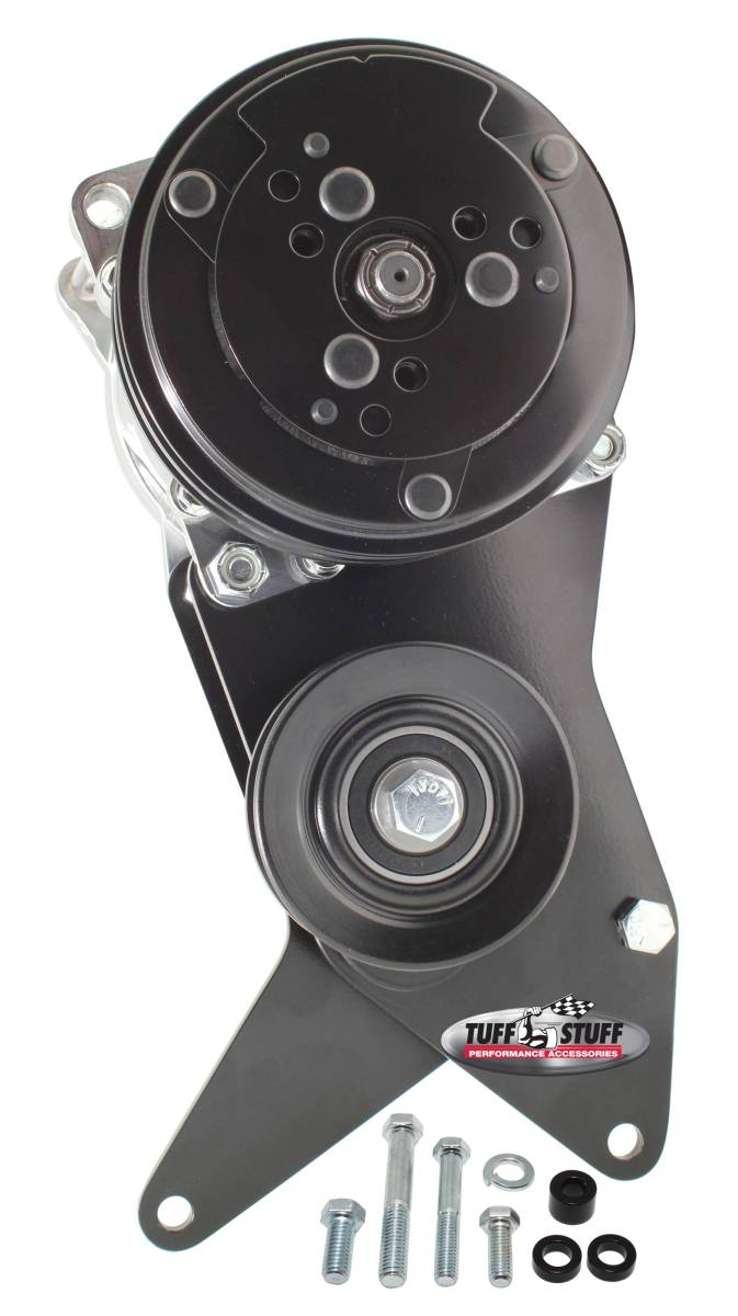 Tuff Stuff Performance - A/C Compressor Bracket KitFor Sanden SD508 w/BBC Short Water Pump Black Powder Coated 8495B