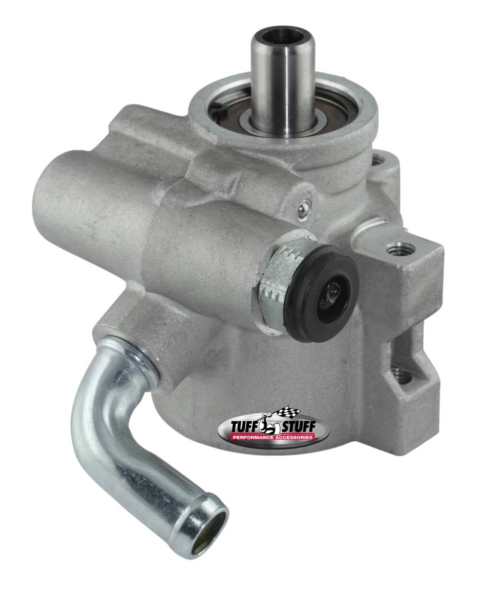 Tuff Stuff Performance - Type II Alum. Power Steering Pump M16 And 5/8 in. OD 90 Deg Return M8x1.25 Threaded Hole Mtg Alum For Street Rods/Custom Vehicles w/Limited Engine Space Factory Cast PLUS+ 6175AL-5