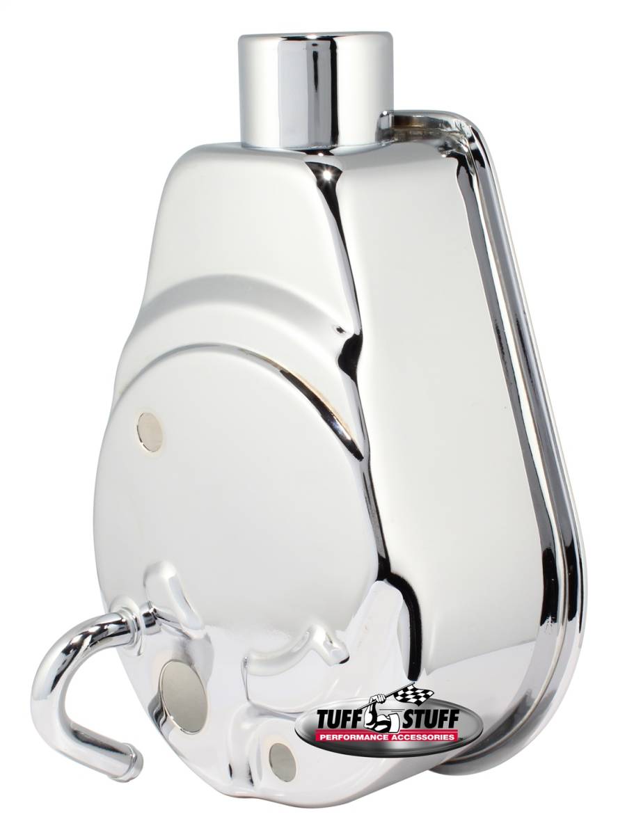 Tuff Stuff Performance - Saginaw Style Power Steering Pump Reservoir Fits Tuff Stuff PN[6174/6176] Power Steering Pumps w/Tube On Left Chrome 6501A