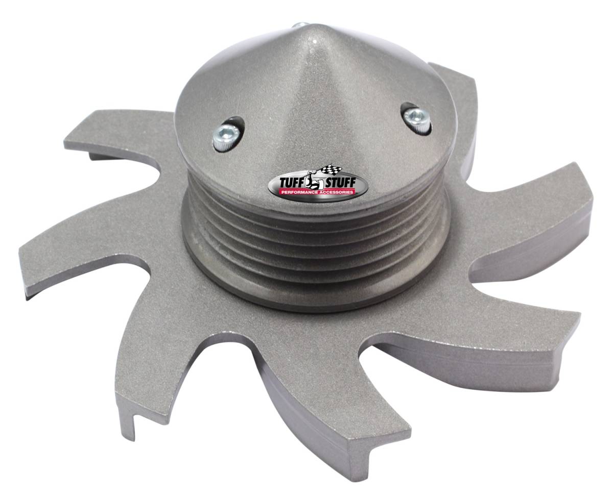 Tuff Stuff Performance - Alternator Fan And Pulley Combo 6 Groove Serpentine Pulley Billet Style Incl. Fan/Lock Washer/Nut Factory Cast PLUS+ 7679DD