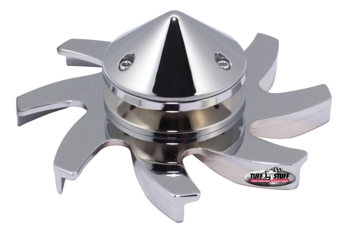 Tuff Stuff Performance - Alternator Fan And Pulley Combo Billet Style Aluminum Single V Groove Incl. Fan/Pulley/Lockwasher/Nut Polished 7679B