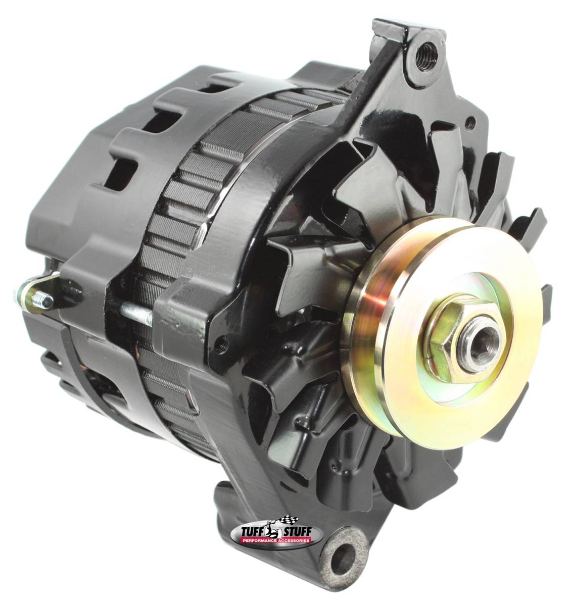 Tuff Stuff Performance - Alternator 120 AMP CS121 GM Style Mini Racer 1 Wire 16 Volt V Groove Pulley Black 7937B16V