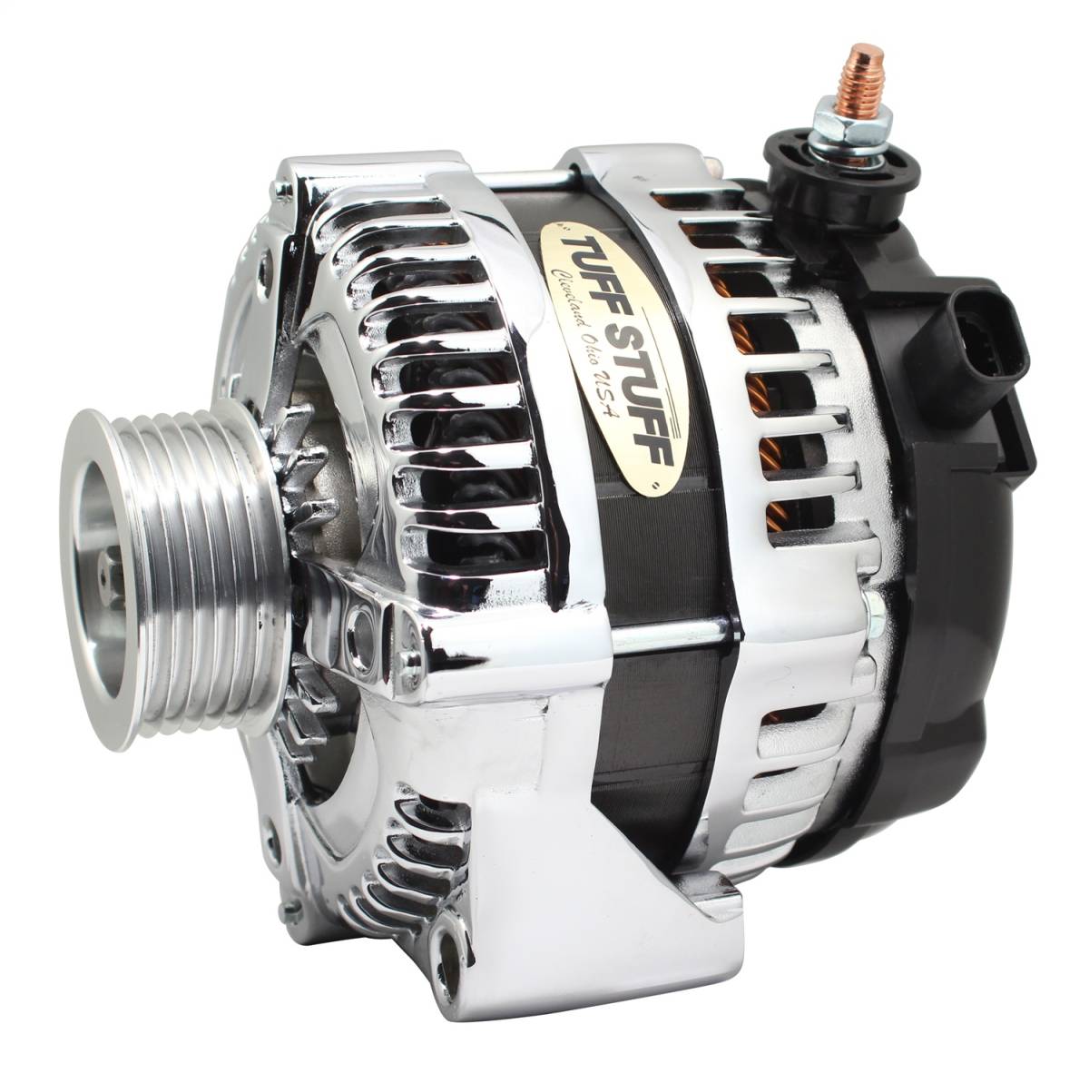 Tuff Stuff Performance - Max Amp Alternator 225 AMP 1 Wire 6 Groove Chrome For PN [7861] 8320C6G1W