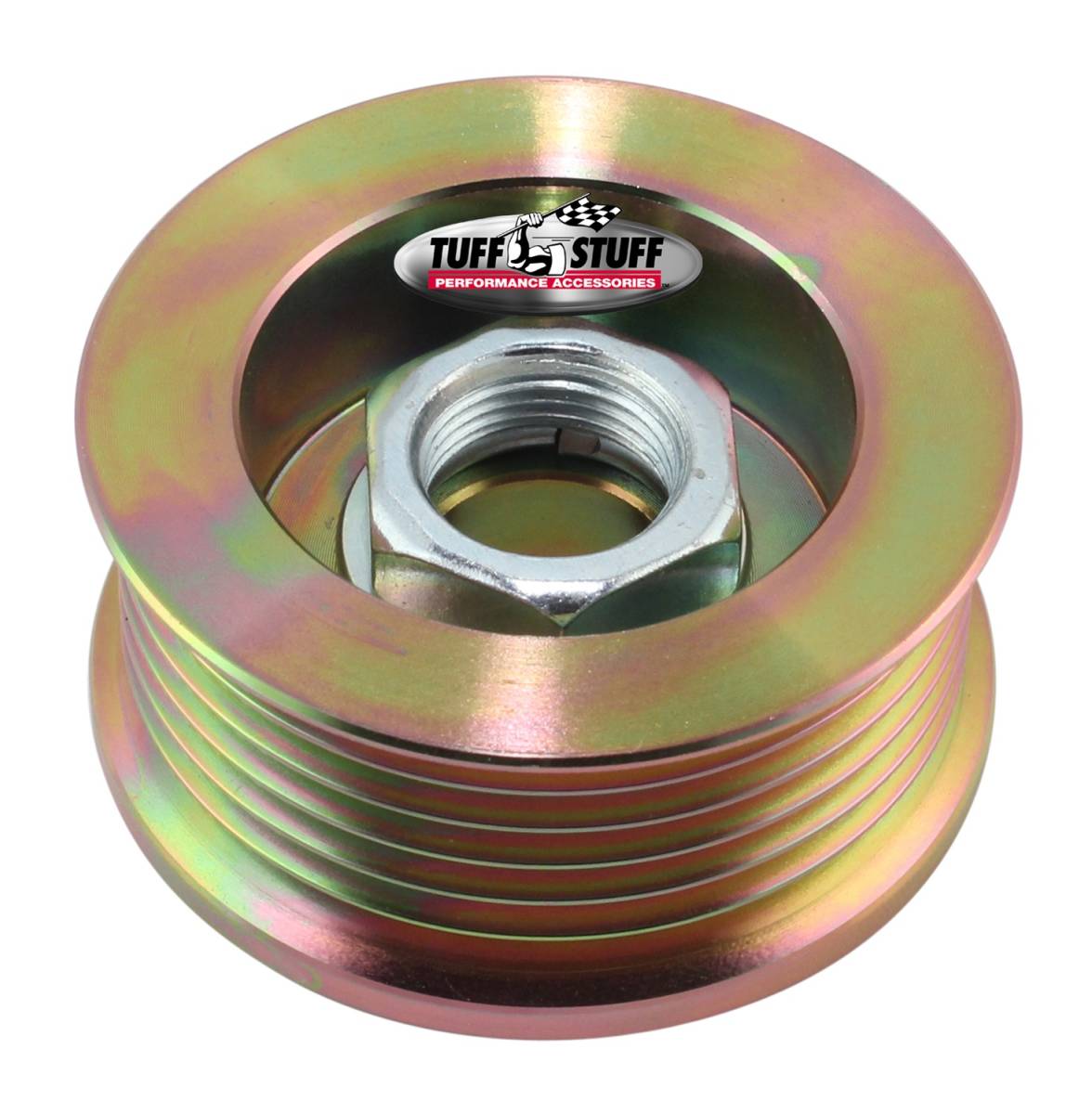 Tuff Stuff Performance - Alternator Pulley 2.25 in. 6 Groove Serpentine Incl. Lock Washer/Nut Gold Zinc 7610AD