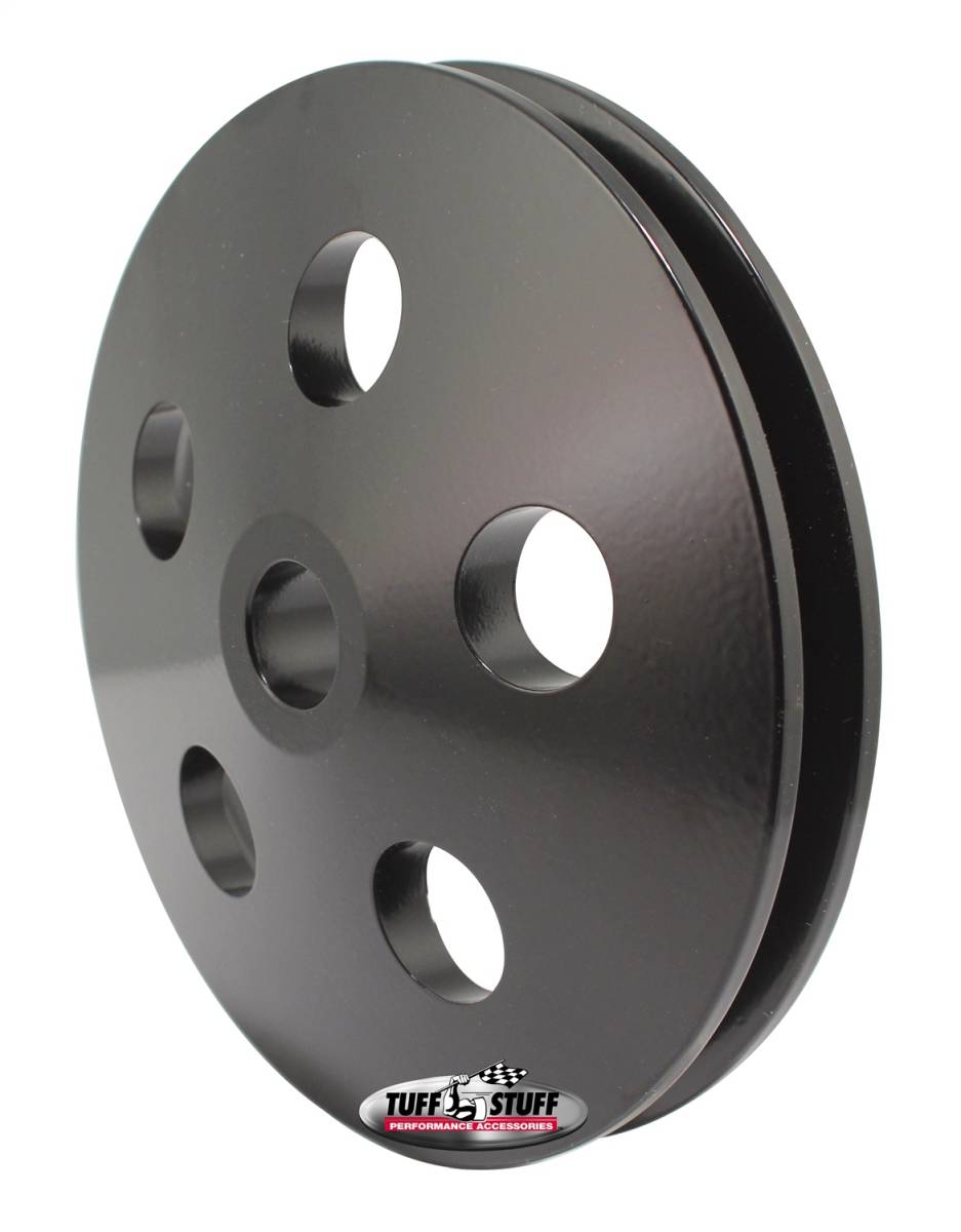 Tuff Stuff Performance - Power Steering Pump Pulley 1 Groove Fits w/Saginaw Pumps w/.75 in. Press Fit Shafts Machined Aluminum Black 8491D