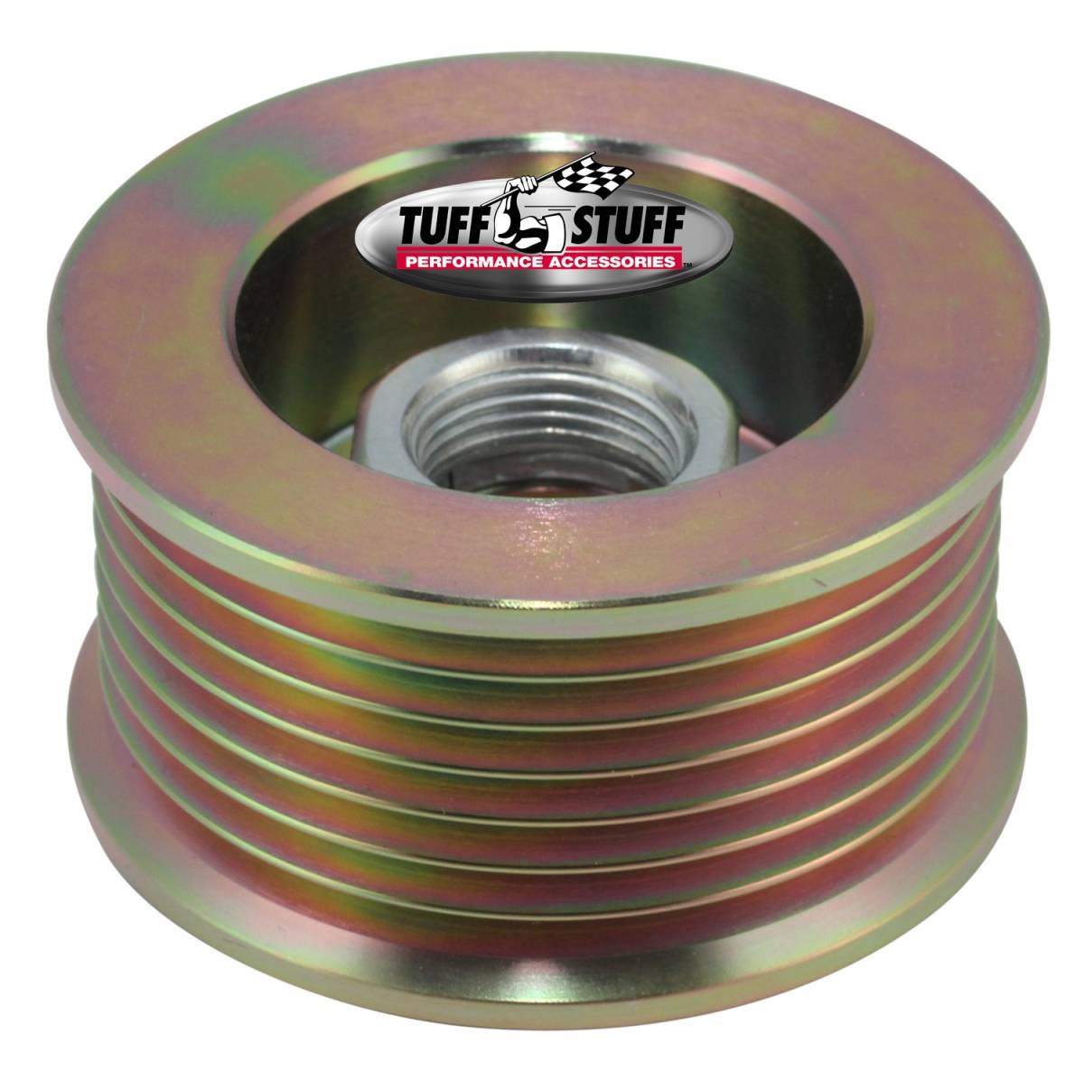 Tuff Stuff Performance - Alternator Pulley 2.25 in. 7 Groove Serpentine Incl. Lock Washer/Nut Gold Zinc 7610CD