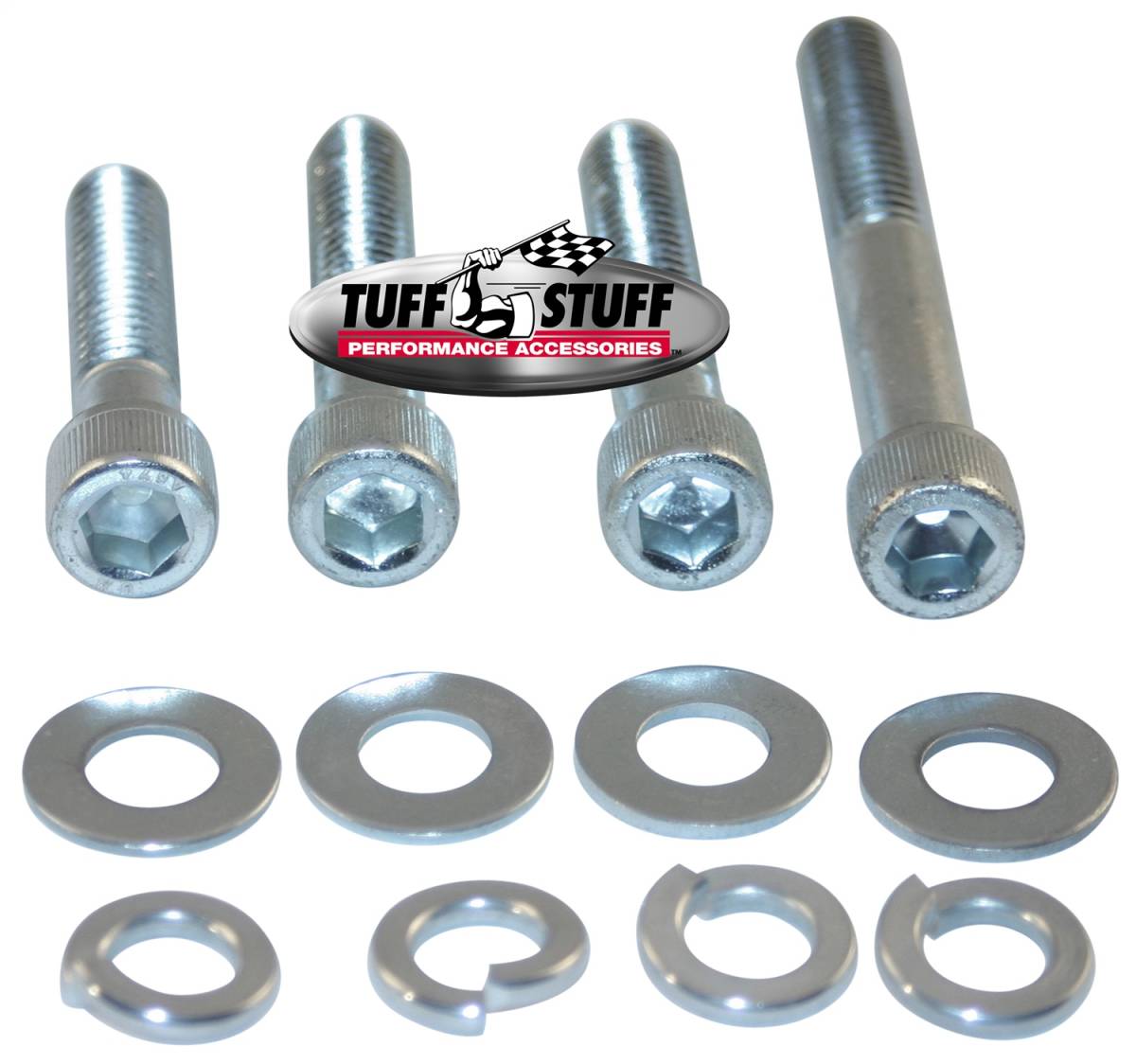 Tuff Stuff Performance - Water Pump Bolt Kit Zinc Socket Incl. (1)3/8in. -16x1 3/4/(2)3/8in.-16x2 in./(1)3/8 in-16x2 3/4in. Bolts/(4) Lock And (4) Flat Washers 7675D