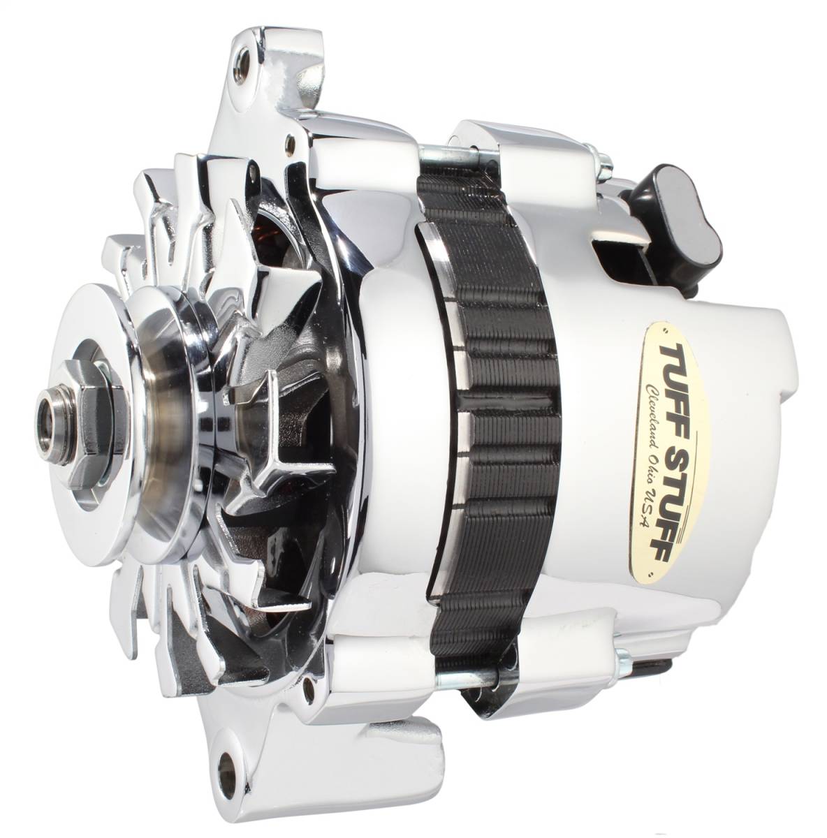 Tuff Stuff Performance - Alternator 120 AMP CS121 GM Style Mini Racer 1 Wire 16 Volt V Groove Pulley Chrome 7937A16V