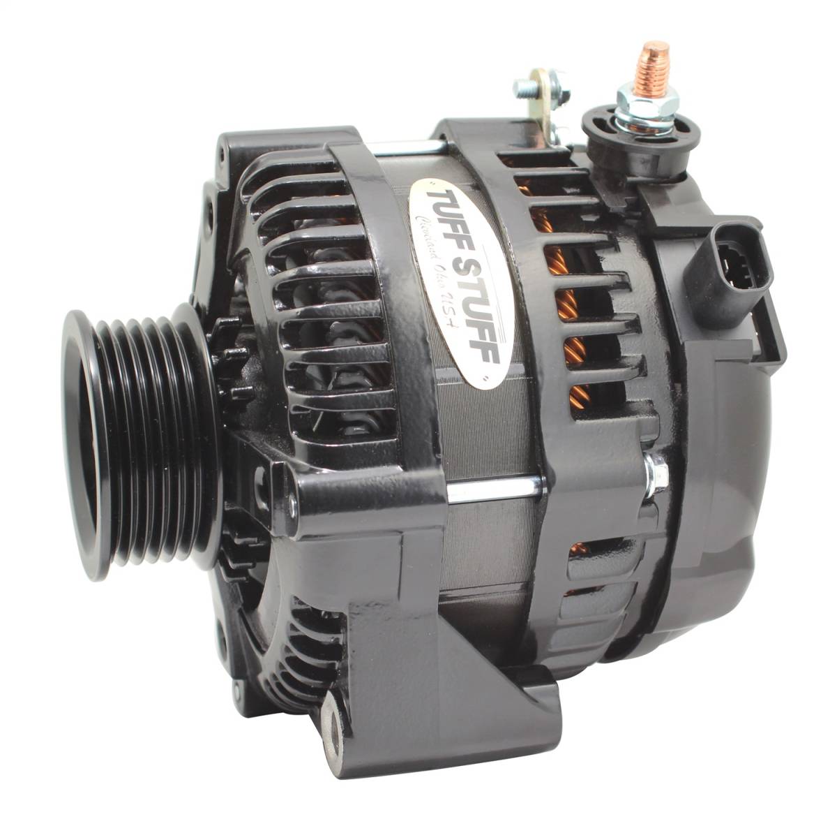 Tuff Stuff Performance - Max Amp Alternator 225 AMP 1 Wire 6 Groove Stealth Black For PN [7861] 8320B6G1W