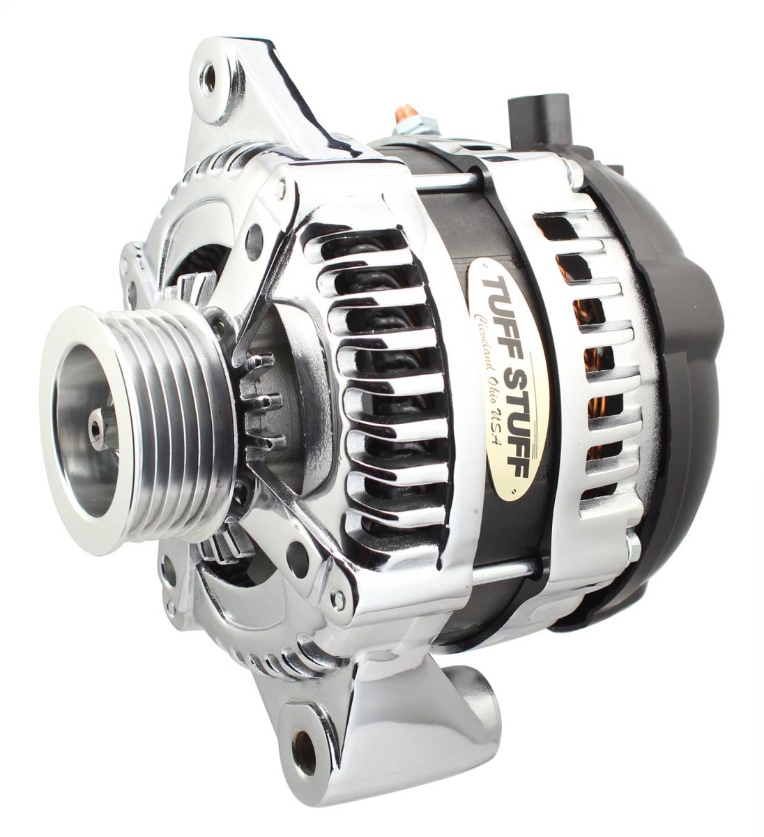 Tuff Stuff Performance - Max Amp Alternator 225 AMP 1 Wire 6 Groove Chrome For PN [7127/7935] 8319C6G1W