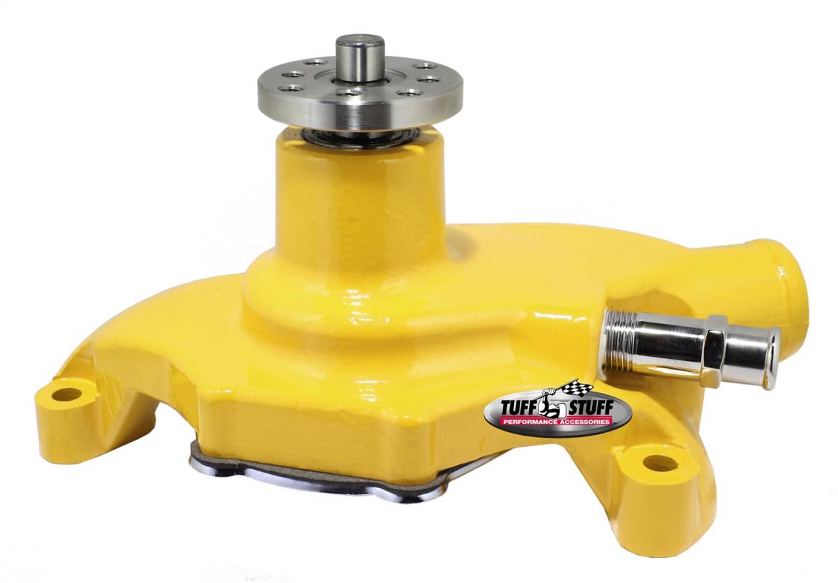 Tuff Stuff Performance - SuperCool Water Pump 5.625 in. Hub Height 5/8 in. Pilot Short Threaded Water Port Yellow Powdercoat w/Chrome Accents 1354NCYELLOW