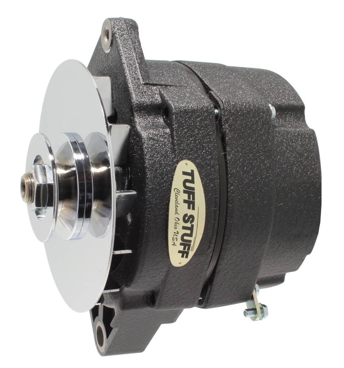 Tuff Stuff Performance - Alternator 80 AMP OEM Wire V Groove Pulley External Regulator Black Wrinkle 7102BW