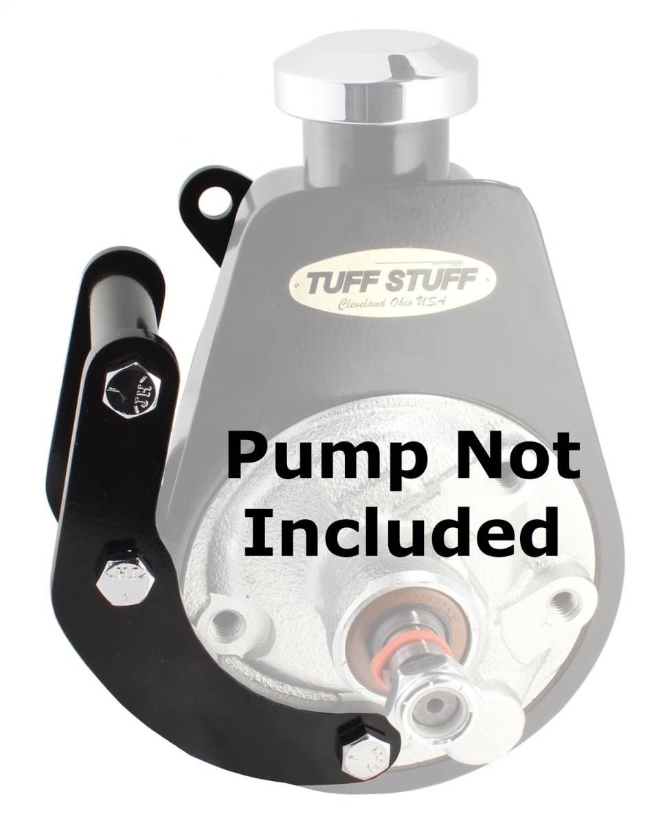 Tuff Stuff Performance - Power Steering Pump Bracket Short Fits Tuff Stuff Saginaw Style Power Steering Pumps w/Hardware Black Powdercoat 6503B