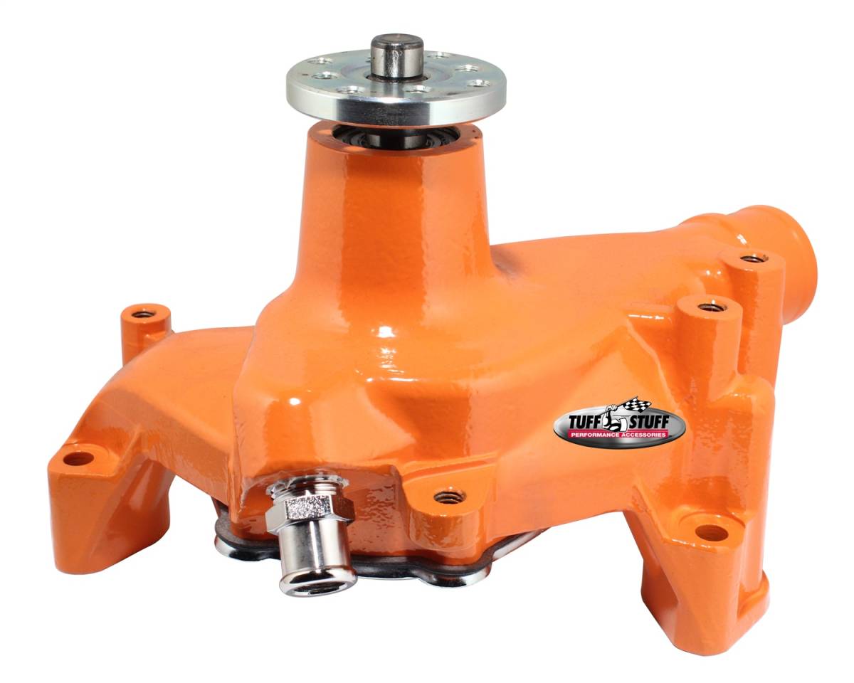 Tuff Stuff Performance - SuperCool Water Pump 6.937 in. Hub Height 5/8 in. Pilot Long Threaded Water Port Orange Powdercoat w/Chrome Accents 1449NCORANGE