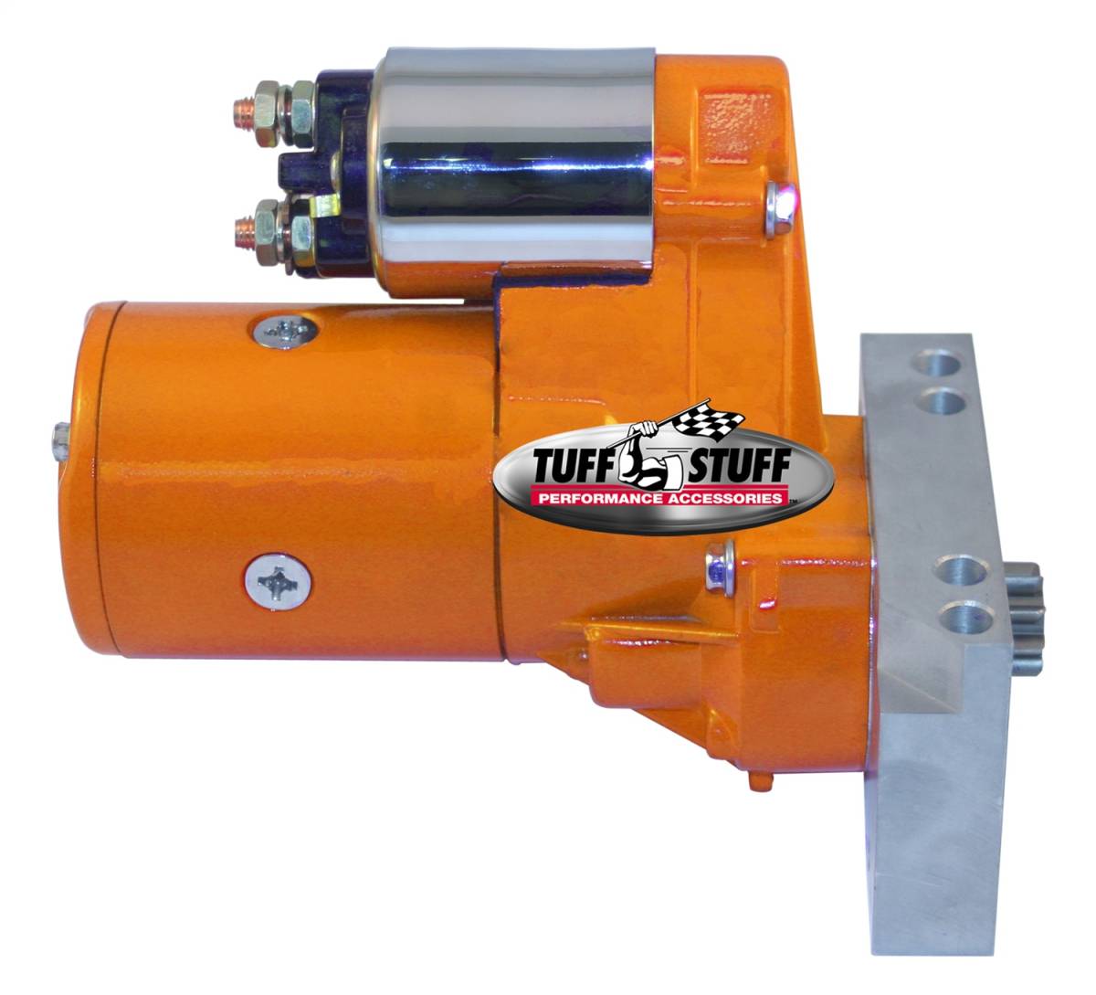 Tuff Stuff Performance - Gear Reduction Starter 1.4 KW 1.9 HP w/Straight Mounting Block 153 or 168 Tooth Flywheel Orange Powdercoat w/Chrome Accents 6584BORANGE