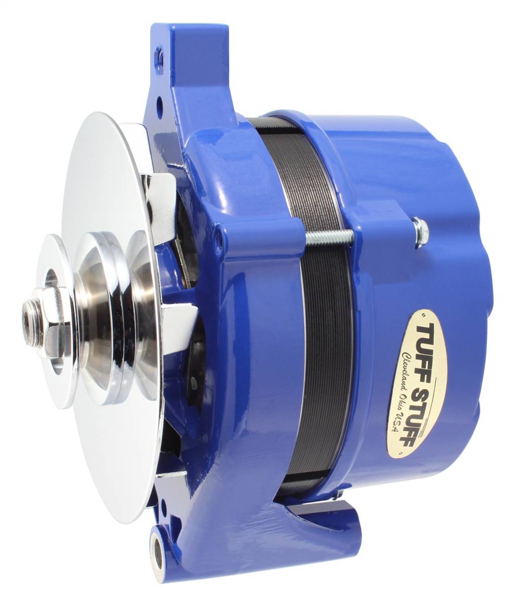 Tuff Stuff Performance - Alternator 70 AMP OEM Wire 1G Case V Groove Pulley Blue Powdercoat w/Chrome Accents 7078NHBLUE