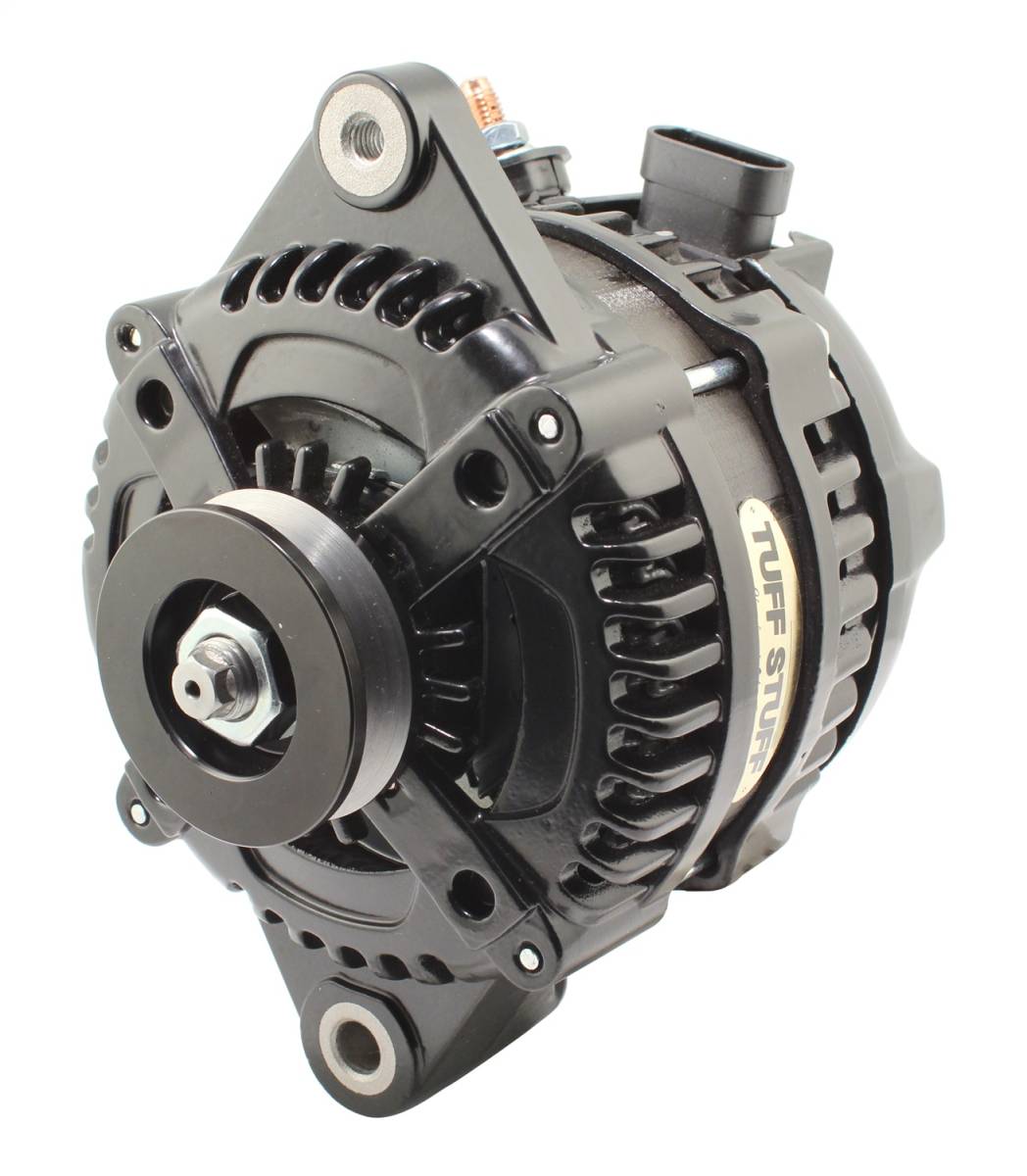 Tuff Stuff Performance - Max Amp Alternator 225 AMP OEM Wire 1 Groove Stealth Black 8319B1GOE