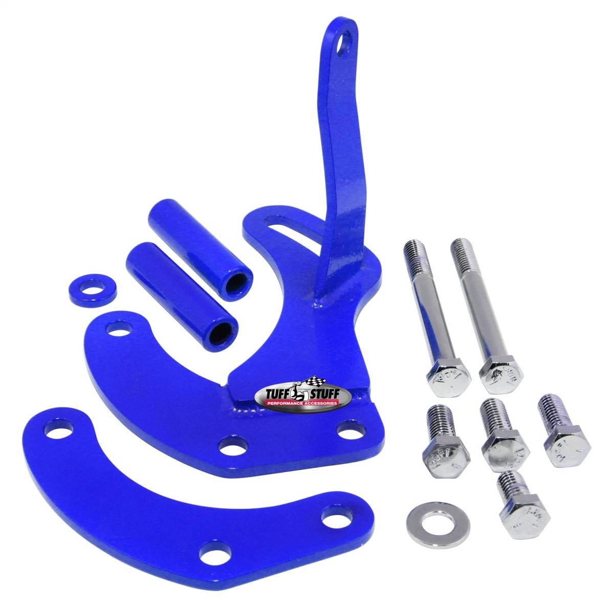 Tuff Stuff Performance - Power Steering Pump Bracket Short Fits Tuff Stuff Saginaw Style Power Steering Pumps w/Hardware Blue Powdercoat 6504BBLUE