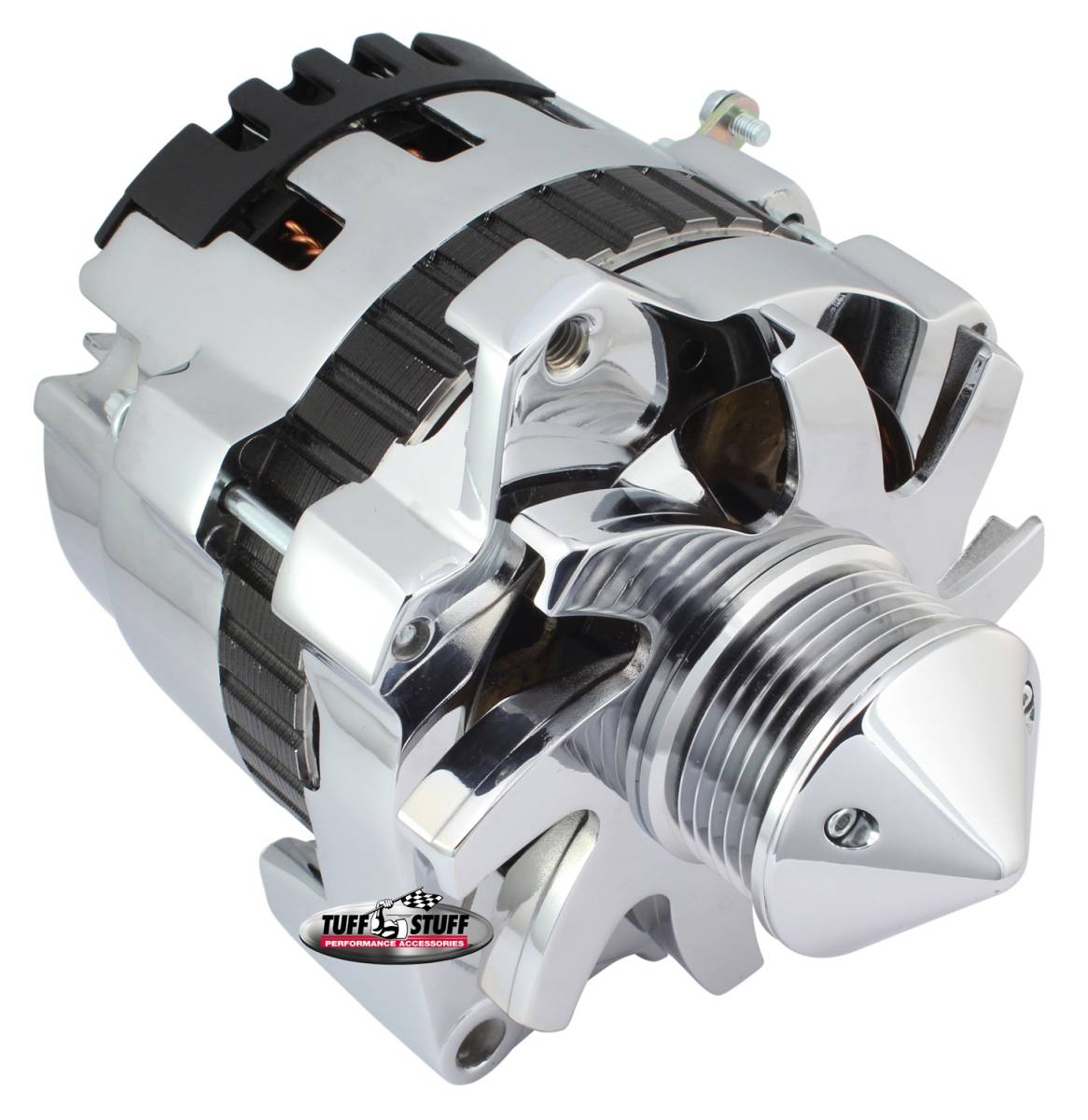 Tuff Stuff Performance - Bullet Alternator 160 AMP 1 Wire Or OEM Hookup 6 Groove Pulley Chrome 7861F6G22