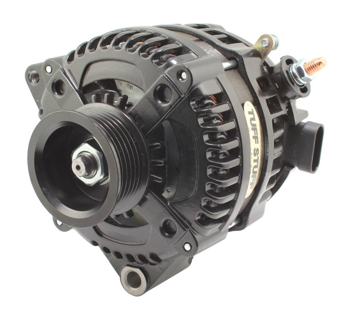 Tuff Stuff Performance - Max Amp Alternator 225 AMP OEM Wire 6 Groove Stealth Black 8320B6GOE