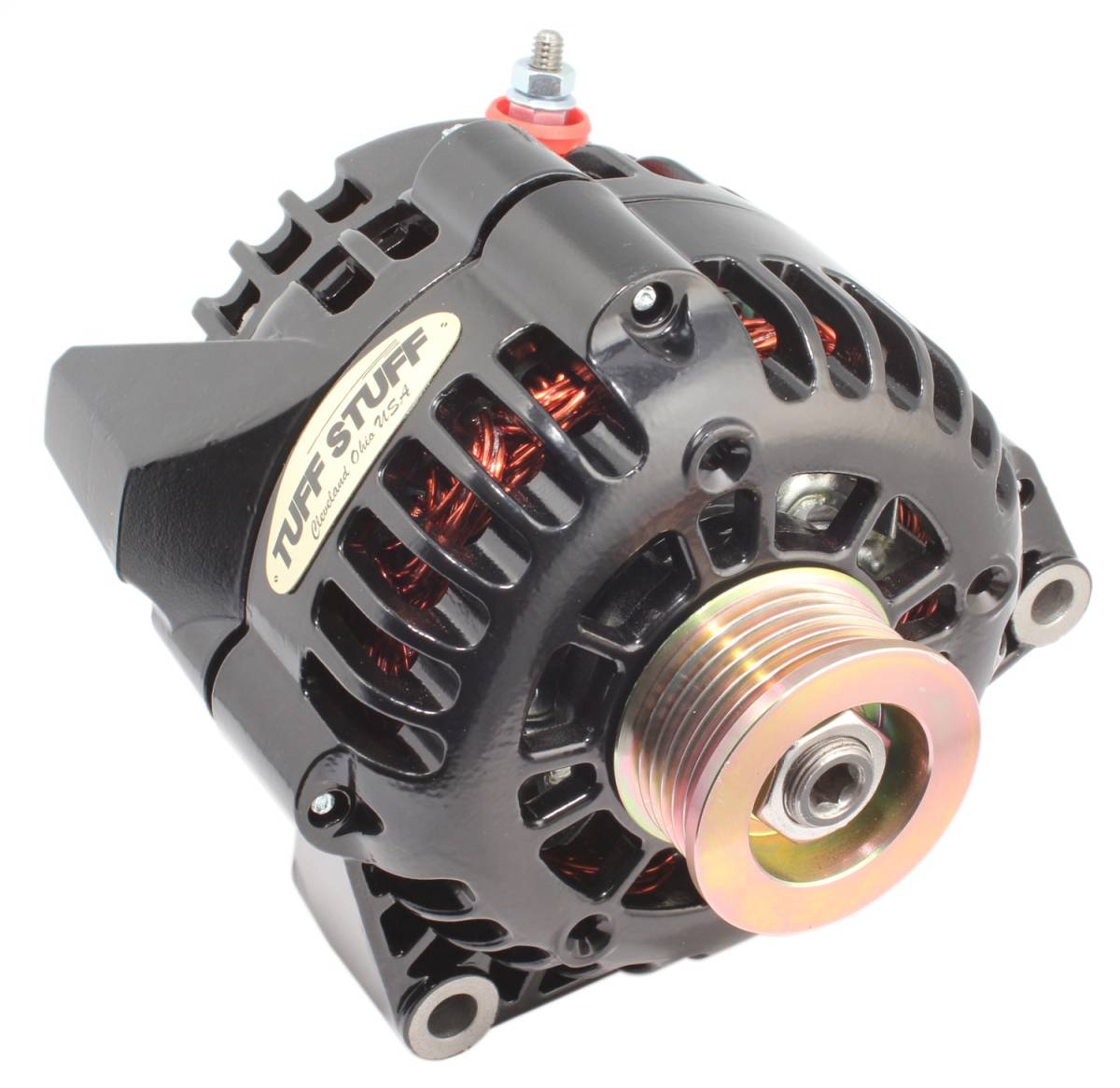 Tuff Stuff Performance - Alternator 175 AMP Upgrade Stealth Black 1-Wire Or OEM Hookup Side Post 6 Groove Pulley 8206NB1