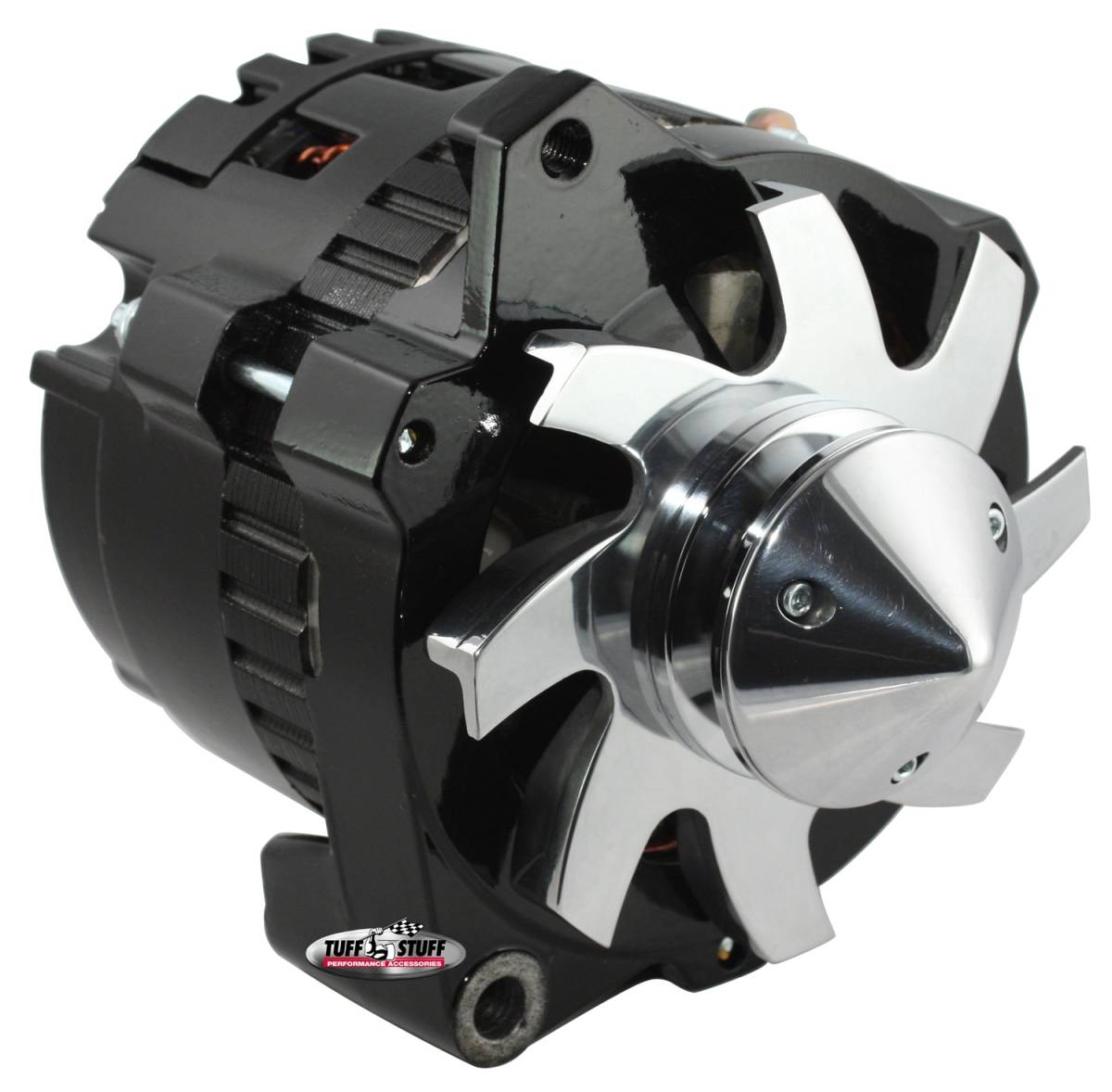 Tuff Stuff Performance - Silver Bullet Alternator 160 AMP 1 Wire Or OEM Hookup V Groove Pulley Black 7861CBULL