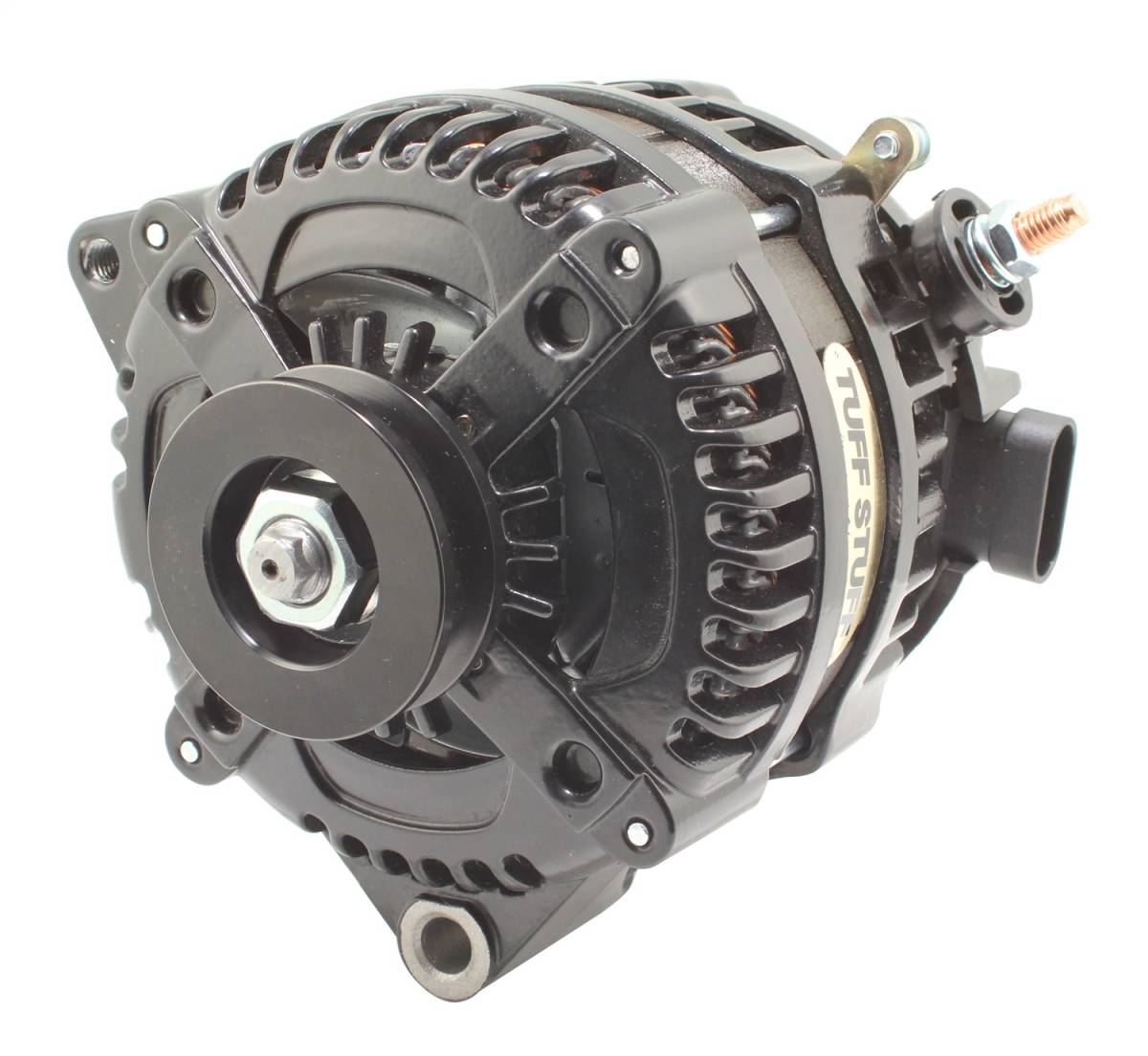 Tuff Stuff Performance - Max Amp Alternator 225 AMP OEM Wire 1 Groove Stealth Black 8320B1GOE