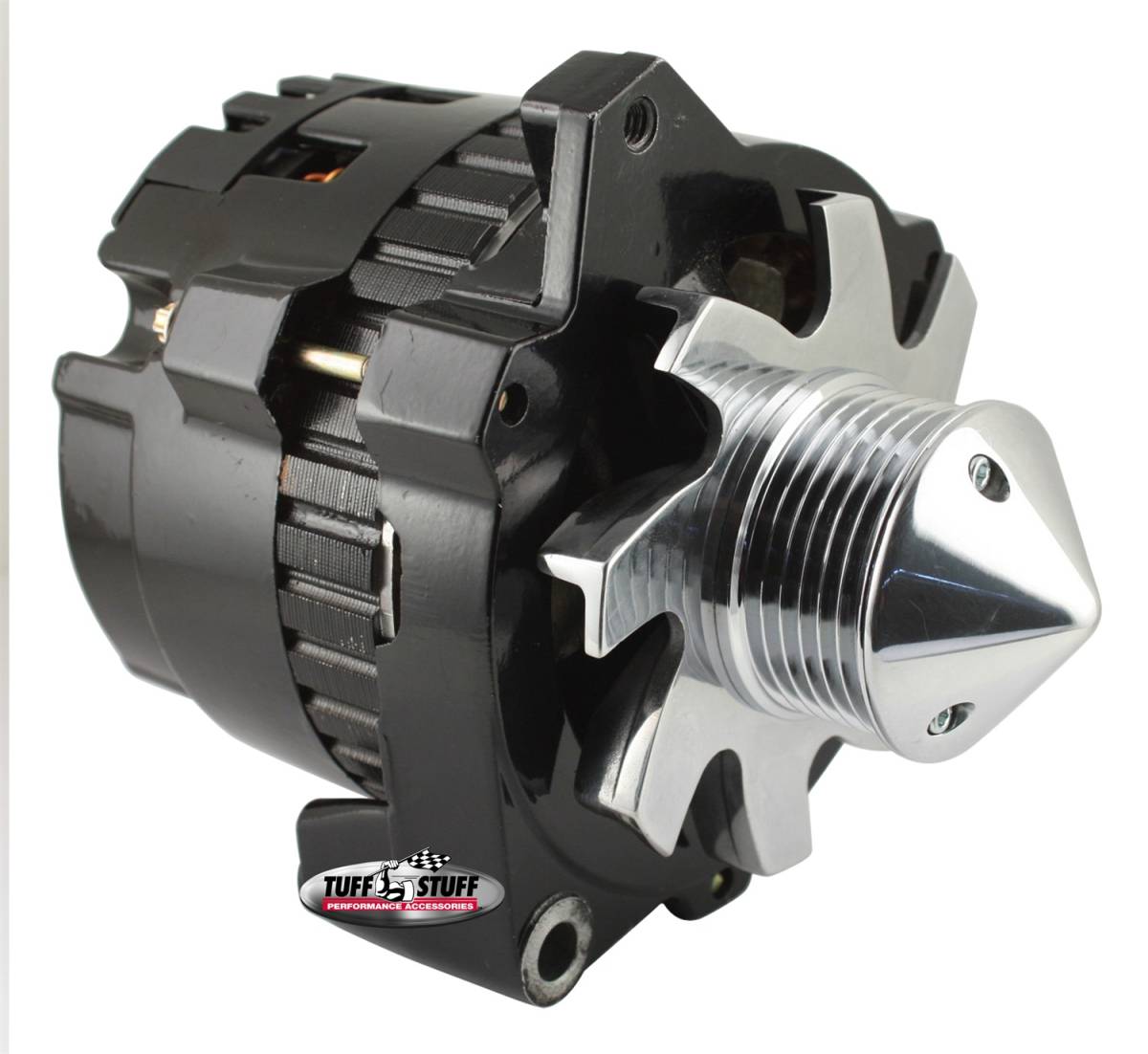 Tuff Stuff Performance - Silver Bullet Alternator 160 AMP 1 Wire Or OEM Hookup 6 Groove Pulley Black 7861CBULL6G