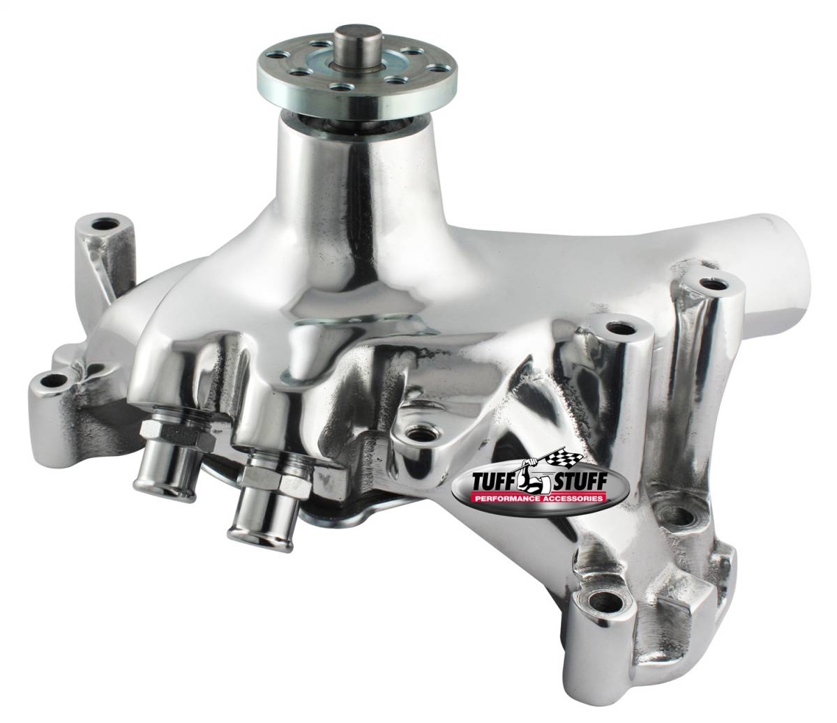 Tuff Stuff Performance - Platinum SuperCool Water Pump 7.281 in. Hub Height 5/8 in. Pilot Long (2) Threaded Water Ports Aluminum Casting Chrome 1461AA