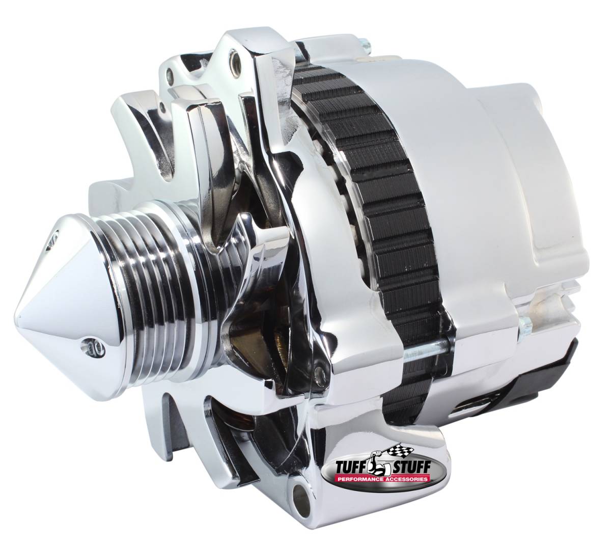 Tuff Stuff Performance - Bullet Alternator 160 AMP 1 Wire Or OEM Hookup 6 Groove Pulley Chrome 7860F6G22