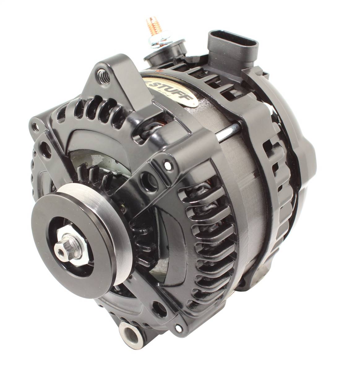 Tuff Stuff Performance - Max Amp Alternator 225 AMP OEM Wire 1 Groove Stealth Black 8321B1GOE