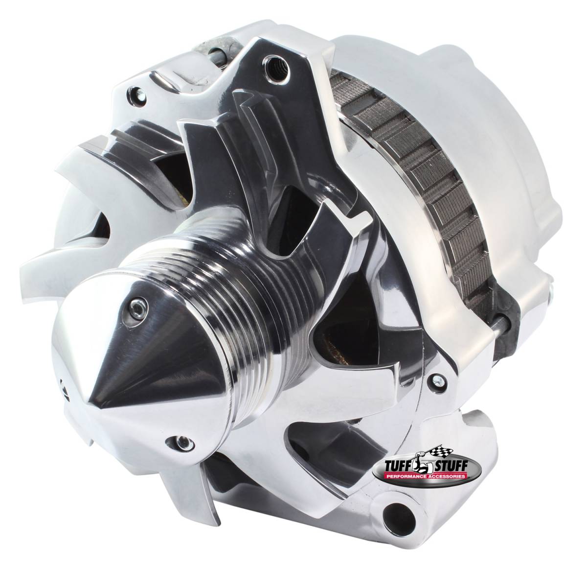 Tuff Stuff Performance - Bullet Alternator 160 AMP 1 Wire Or OEM Hookup 6 Groove Pulley Polished 7860FP6G22