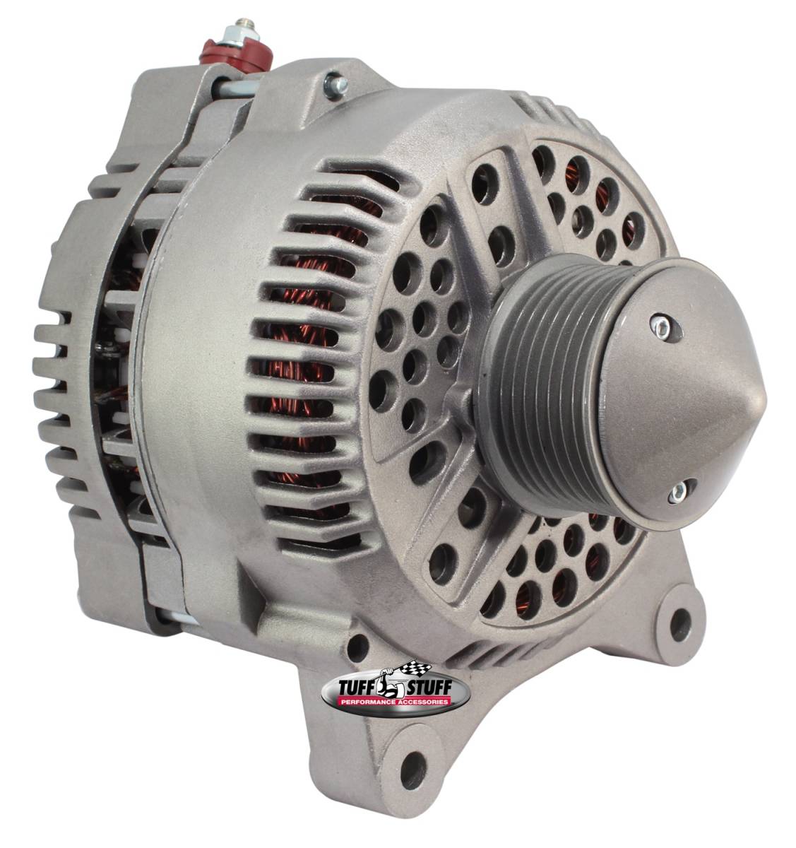 Tuff Stuff Performance - Silver Bullet Alternator 225 AMP Upgrade OEM Wire 8 Groove Bullet Pulley Internal Regulator Factory Cast PLUS+ 7791FBULL