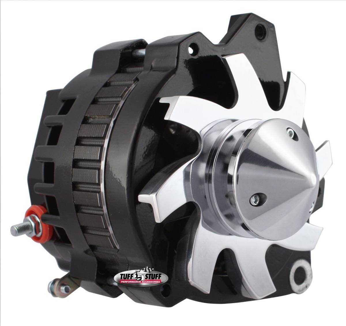 Tuff Stuff Performance - Silver Bullet Alternator 160 AMP 1 Wire Or OEM Hookup V Groove Bullet Pulley Black 7860CBULL