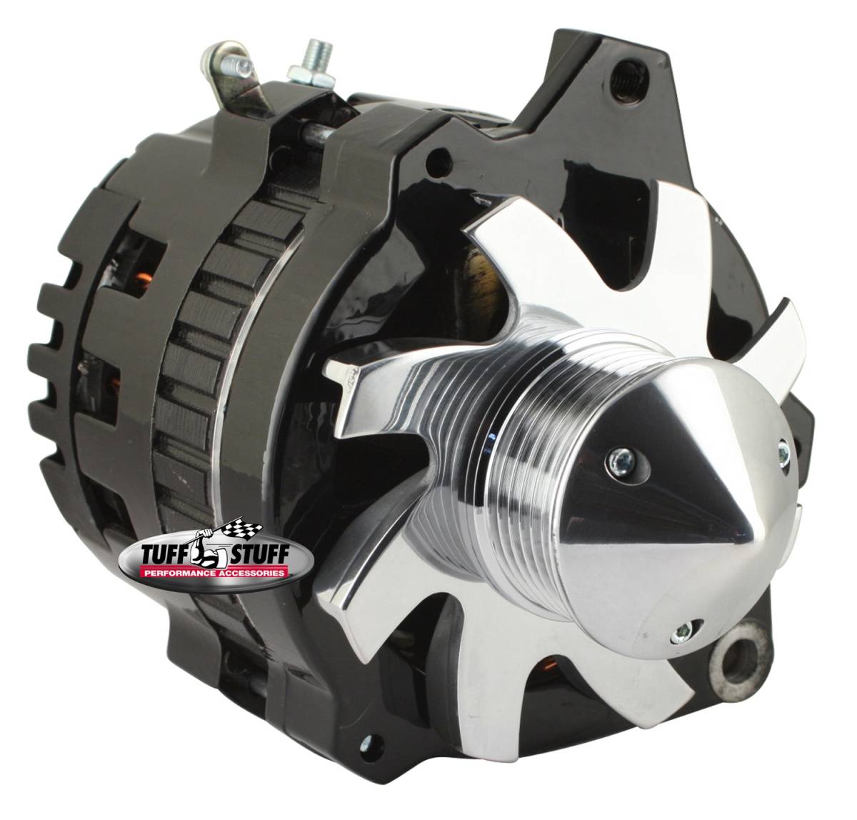 Tuff Stuff Performance - Silver Bullet Alternator 160 AMP 1 Wire Or OEM Hookup 6 Groove Bullet Pulley Black 7860CBULL6G