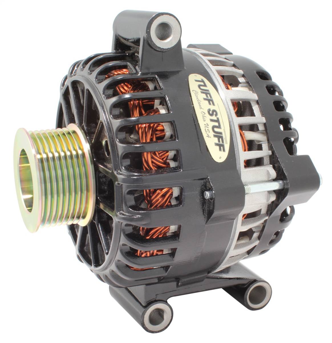 Tuff Stuff Performance - Alternator 150 AMP OEM Wire 8 Groove Pulley Top Mount Internal Regulator Black 7796B