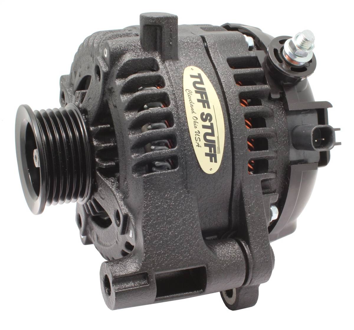 Tuff Stuff Performance - Alternator 175 AMP OEM Wire 6 Groove Pulley External Regulator Black Wrinkle 7514B