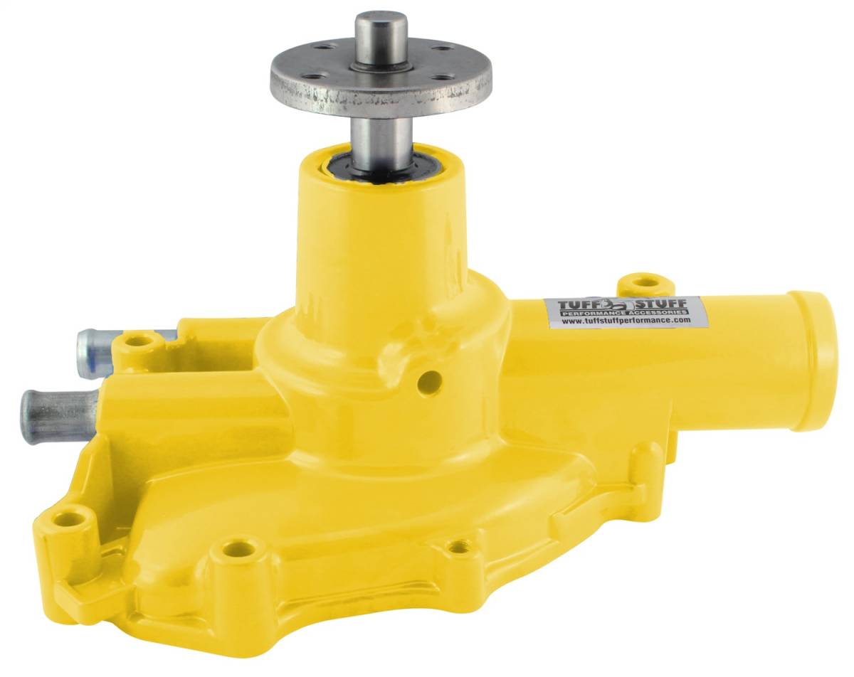 Tuff Stuff Performance - Platinum SuperCool Water Pump 5.750 in. Hub Height 5/8 in. Pilot Aluminum Casting Yellow Powdercoat Driver Side Inlet 1625NCYELLOW