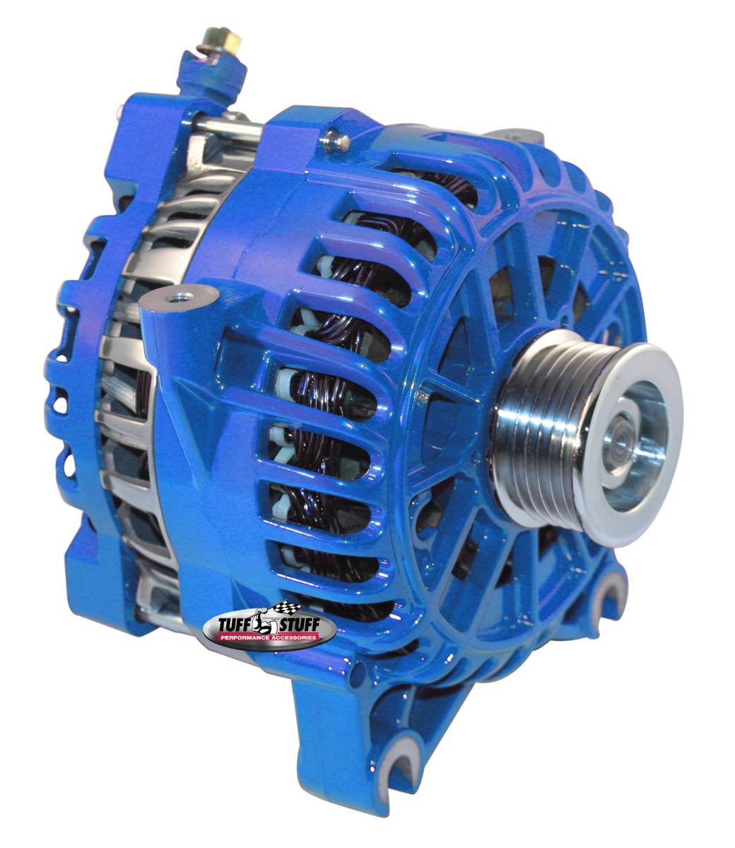 Tuff Stuff Performance - Alternator 225 AMP Upgrade OEM Wire 6 Groove Pulley Blue 8252DBLUE